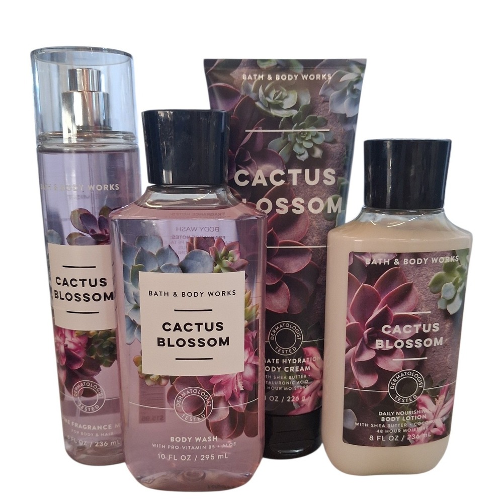 RARE Bath & Body Works Womens Cactus Blossom 4pcs Full Size Bundle Floral